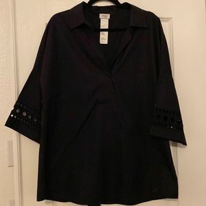 Akris Punto 3/4 Sleeve Black Top